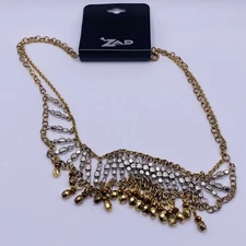 Zad Gold Silver Tone Bead Dangle Necklace 16” New