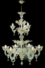 Lampadario in vetro di Murano Cristallo oro 6+3 luci