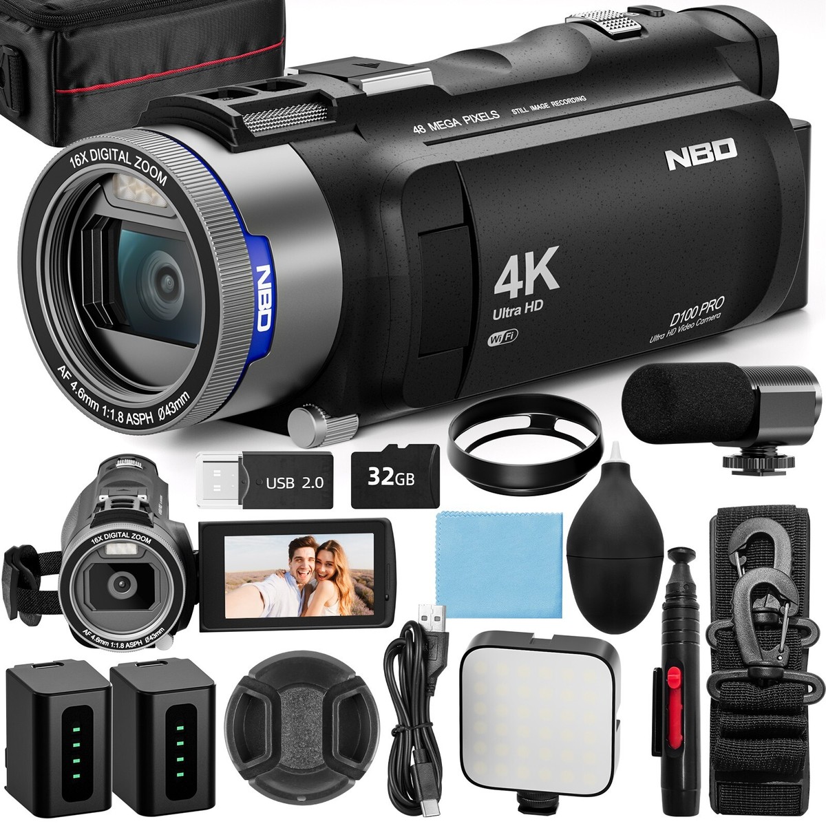 Video Camera 5K 48MP 16X 30FPS IR Touch Screen Camcorder Anti-shake For Vlogging