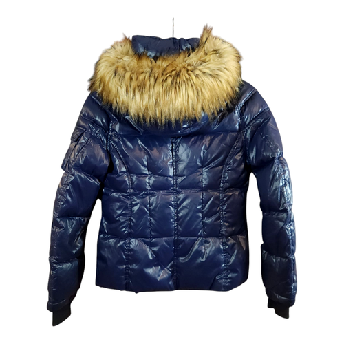 S13 Faux Fur Mogul Quilted Down Puffer Coat in Navy Blue Winter Girls' 14 - Picture 5 of 9