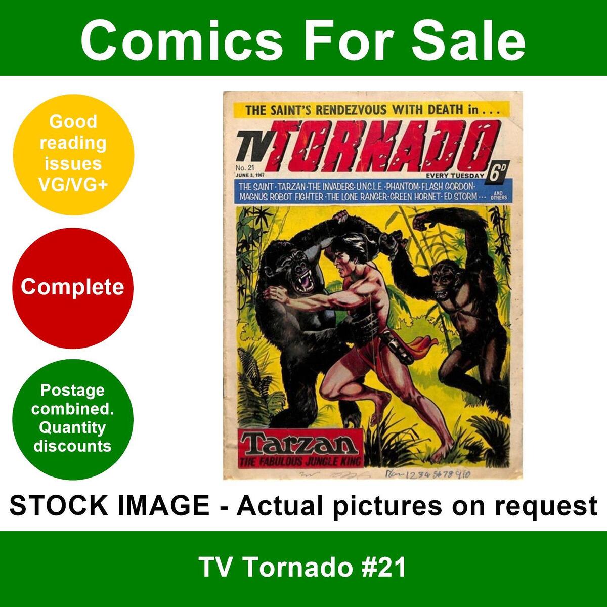 TV Tornado #21 comic - VG/VG+ 03 June 1967 - Tarzan cover | eBay TV Tornado #21 comic - VG/VG+ 03 June 1967 - Tarzan cover | eBay