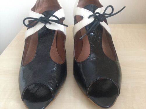 John Lewis Designer Ladies Black Patent & Cream Lthr Shoes Size 41 BN Pd £100 - Picture 7 of 12
