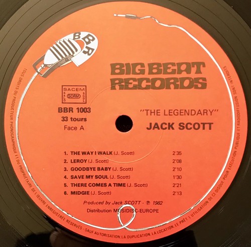Jack Scott – The Legendary Jack Scott, 1982 FR LP, NM, Big Beat Records BBR1003 - Picture 4 of 4