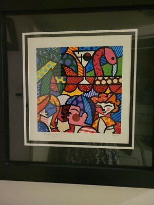 ROMERO BRITTO  ''News Cafe South Beach Miami'' Framed Giclee SIGNED, NUMBERED RARE