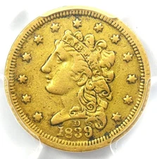 1839-D Classic Gold Quarter Eagle $2.50 - PCGS VF Details - Rare Dahlonega Coin!