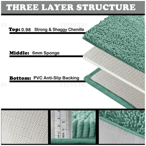 MEMORY LOOP BATH MAT SET PEDESTAL NON SLIP SUPER SOFT TOILET BATHROOM RUG 2PC - Picture 149 of 341