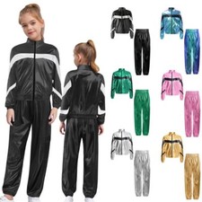 Kids Girls Set Coat Suit Party Outfits Outerwear Contrast Color Carnival Jazz