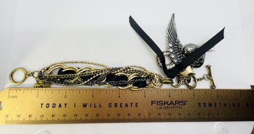 Betsey Johnson Wing Heart Leopard Multi-layer Chain Crystal Bracelet Gift - Picture 12 of 12