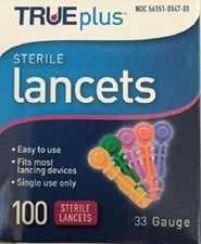 TRUEplus Sterile Lancets 33 Gauge (100-ct) (Single Pack)