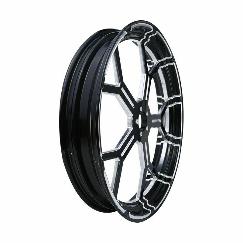 Llanta delantera de 21" y guardabarros de buje de doble disco apto para Harley Touring 2008-2025 ABS Foto 4 de 4