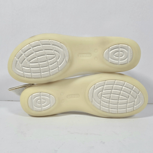 Crocs Isabella Huarache 2 Flat Womens Size 8 Oyster Gold Slip On Strappy Sandal - Picture 7 of 9