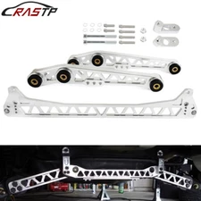 Silver Billet Rear Lower Control Arms + Subframe Brace for Honda Civic EG 92-95
