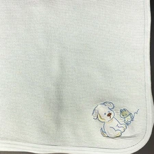 Starting Out Blue Baby Receiving Blanket Waffle Weave Thermal Dog Frog Cotton