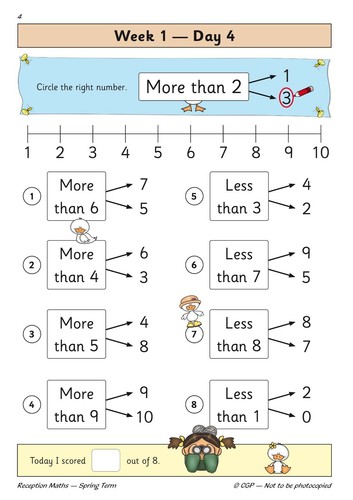 Reception Ages 4-5 Maths Daily Practice Book with Answer Spring Term Cgp - Imagen 6 de 7