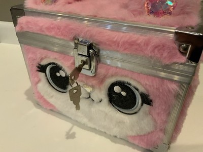 Claire's Furry Bunny Locking Makeup Case Lock Box - Pink w/ Key | eBay