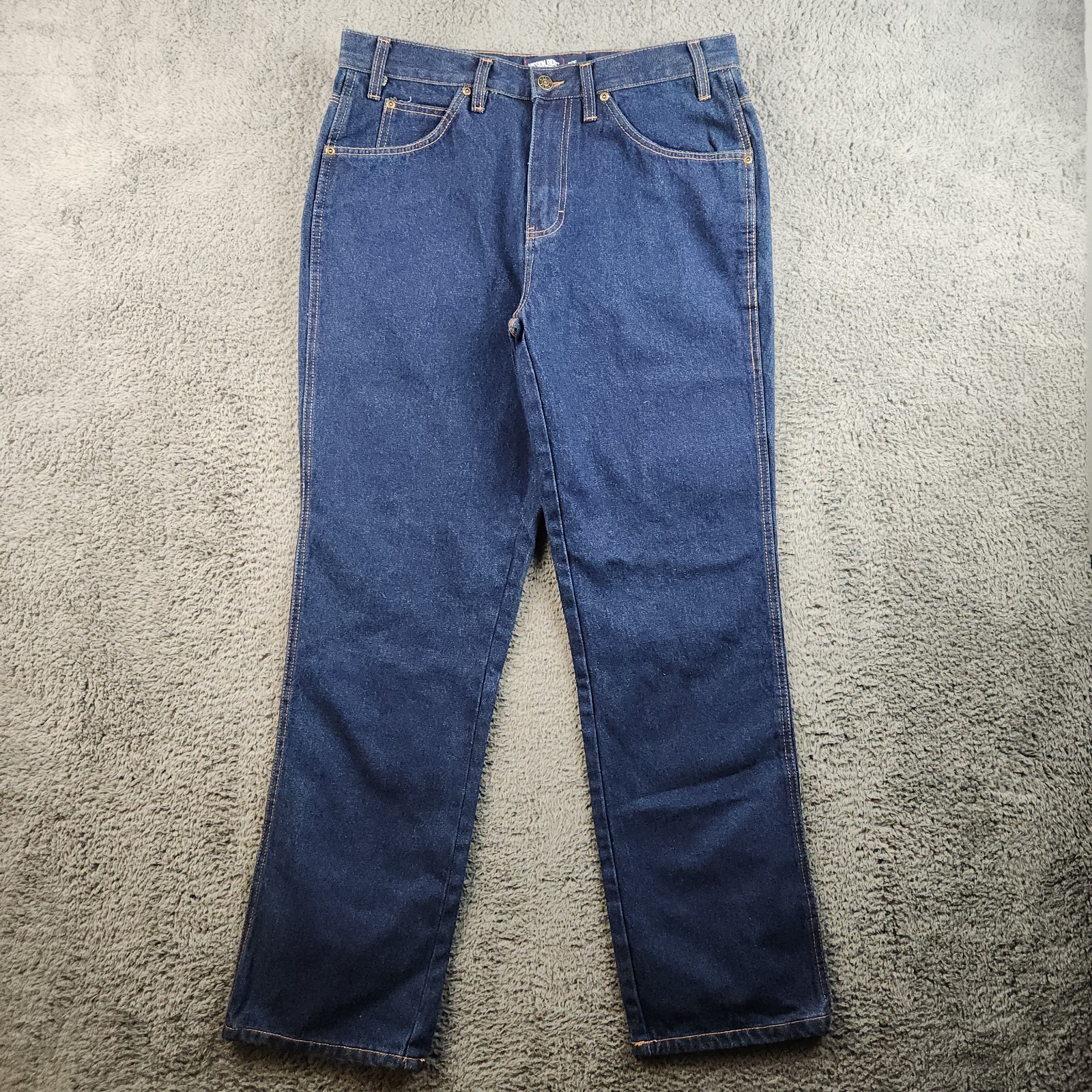 Size 34x32 Heavy Duty Straight Leg Rinse Wash Cotton Denim