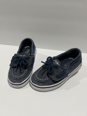 GIRL'S / ToddlerSPERRY *SEABRIGHT JR* NAVY SPARKLE BOAT SHOE SIZE 7M