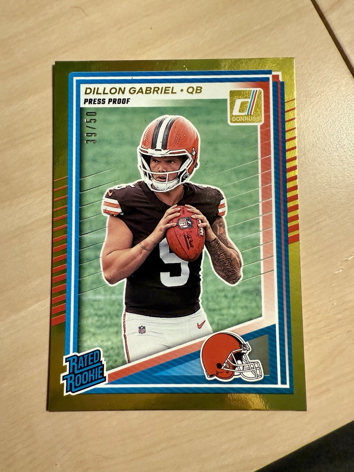 2025 Panini Donruss - Rated Rookie Dillon Gabriel #316 Press Proof Gold /50 (RC)