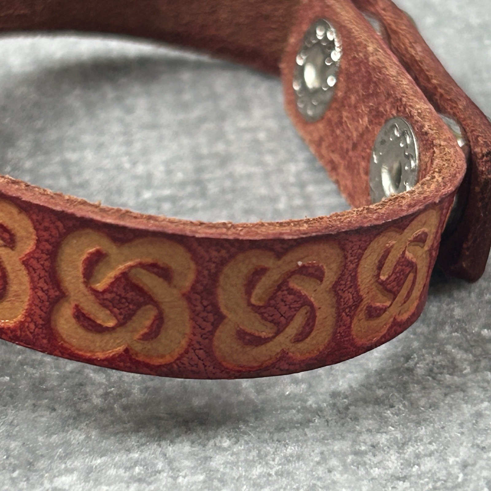 Floral Leather Snap Button Adjustable Bracelet Re… - image 3