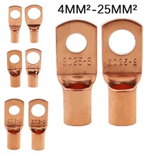 25PCS 1/0 AWG Gauge Copper Lugs W/ BLACK  RED Heat Shrink Ring Terminals Wire