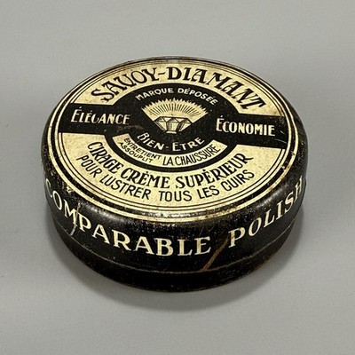 Antike Schuhcreme Dose SAVOY-DIAMANT Frankreich Cirage Werbung Blechdose