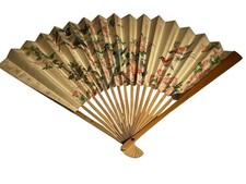 Vintage Paper Folding Hand Fan From The Peoples Republic Of China Wood Handles