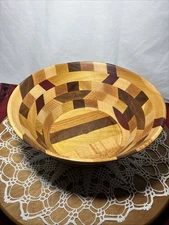 Wooden Bowl Aztec Pattern Handcrafted