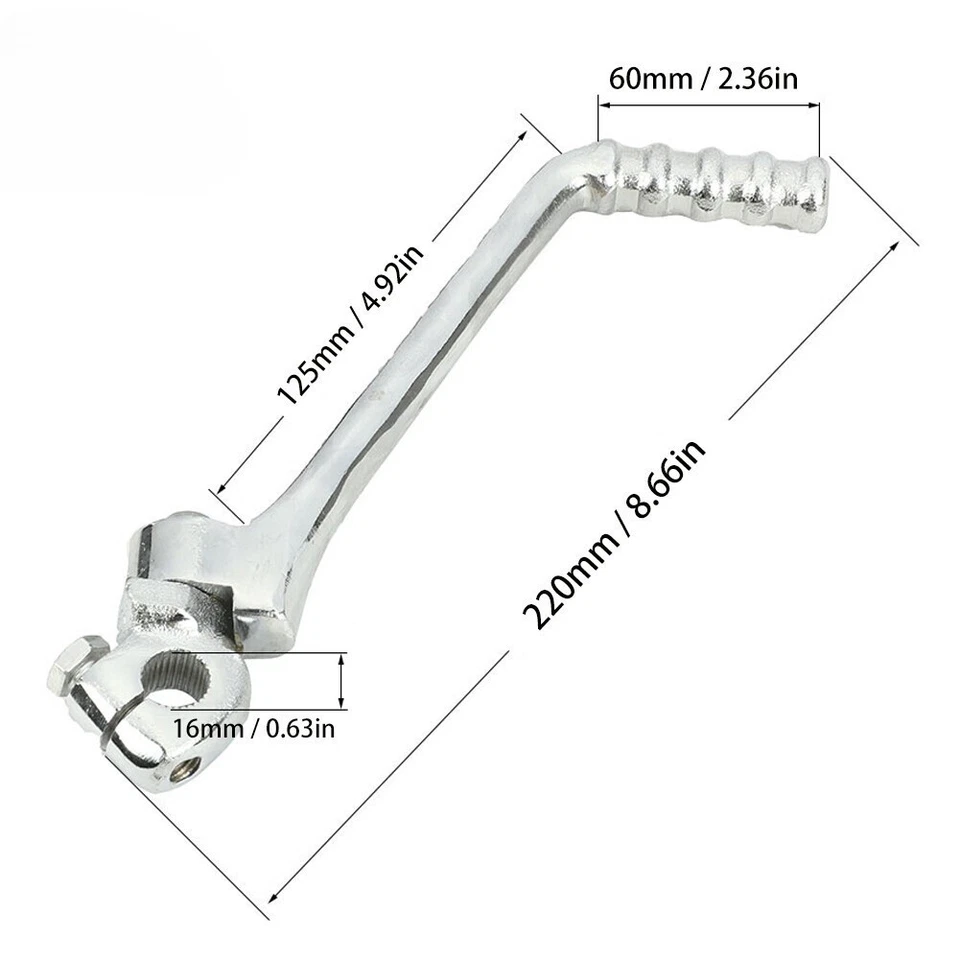 Pedal de pie de palanca de arranque de 16 mm para moto de cross plateado para Suzuki RM125 TS125 Foto 2 de 4