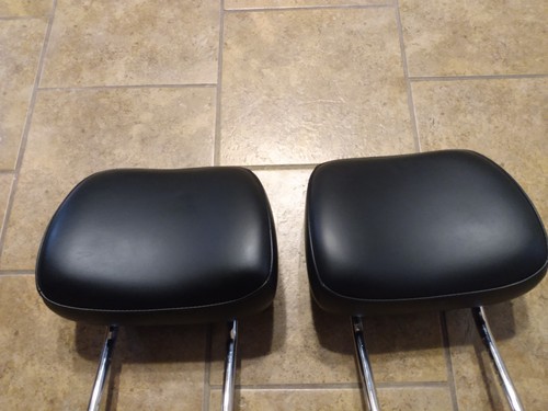 Pair 2011-2018 Jeep Grand Cherokee Dodge Durango Front Headrest Leather Black - Picture 2 of 10