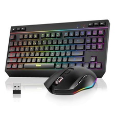 RedThunder K20 TKL Wireless Keyboard and Mouse Combo, Adjustable RGB Backlit ...