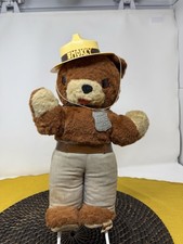 Vintage 1960  s Smokey The Bear Plush W/ HAT - 13 Inches - By IDEAL - USA - READ