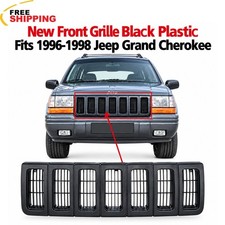 New Front Grille Black Plastic Fits 1996-1998 Jeep Grand Cherokee Ch1200193