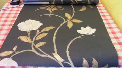 Nina Campbell NCW3716-07 Tapete Magnolia Black 2 Rollen je 10,05m x 52cm