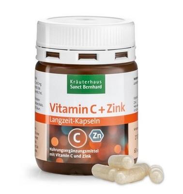 Sanct Bernhard Vitamin C + Zink Langzeit-Kapseln 60 Stück (94,59 EUR/kg)