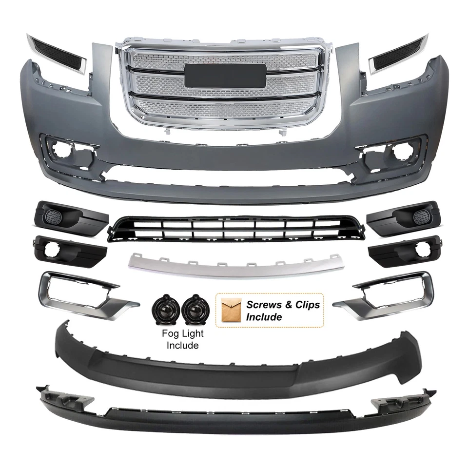 Front Bumper Cover Assembly Grille For 2013-2016 GMC Acadia Denali w/ Fog Light Foto 2 de 4
