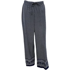 The Skyline Collection Women's Border Print Palazzo Pants in Blue - Large