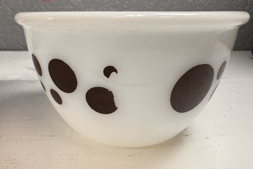 Vintage Hazel Atlas 4.5” Polka Dot Brown Dot Small Mixing Bowl Great Condition - Picture 5 of 11