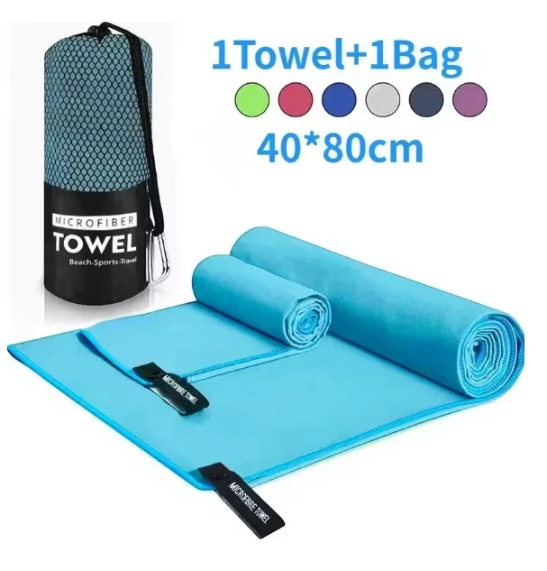 Toalha esportiva secagem rápida 40x80cm azul cinza verde laranja academia fitness - Imagem 3 de 4