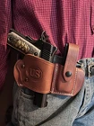 Leather Slide Holster w Spare Mag Pouch Fits Colt Kimber RIA Ruger Model 1911
