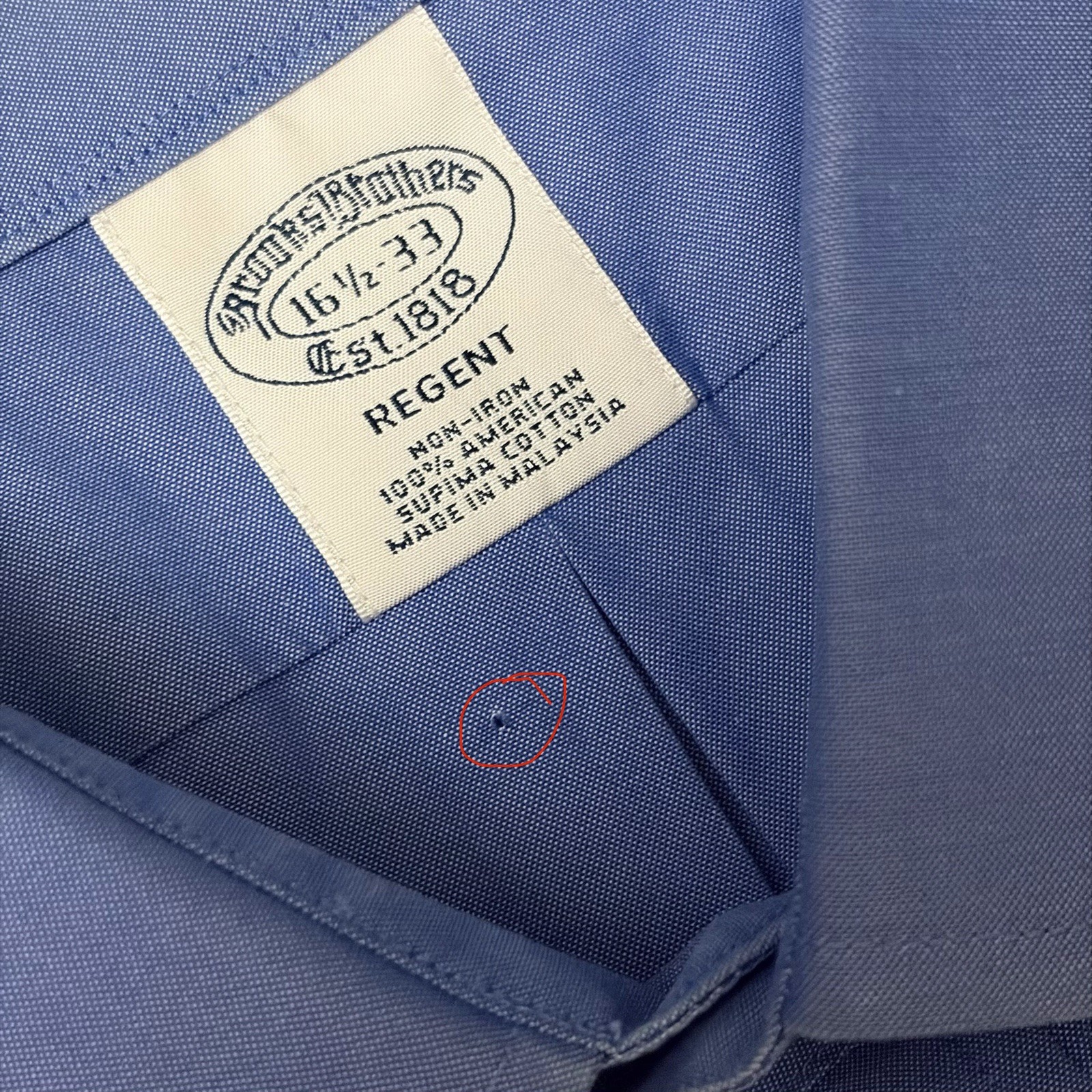 Brooks Brothers Regent Fit Blue Solid Cotton Dress Shirt 16.5-33 thumbnail 7