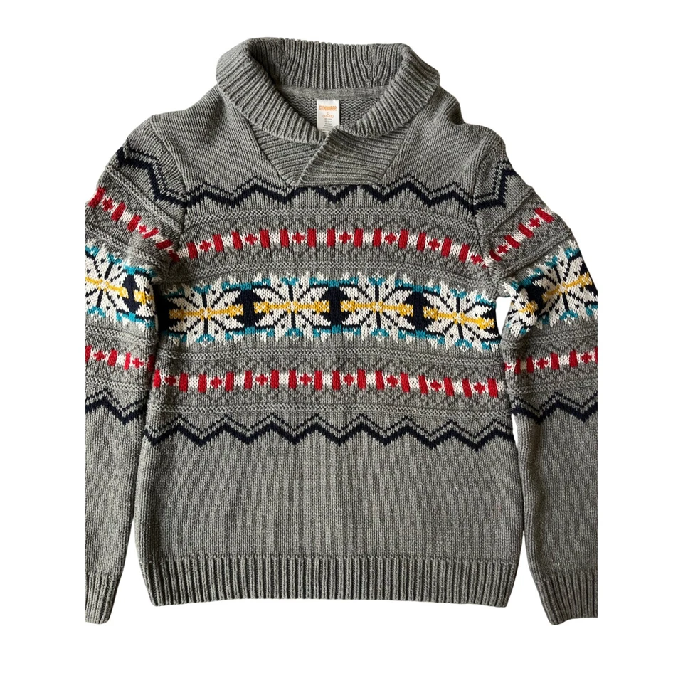 Suéter Gymboree Niños Gris Isla Justa Chal Cuello Talla L 10 12 Algodón Acrílico Foto 4 de 4