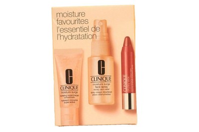 CLINIQUE MOISTURE FAVORITE 3PC SET CONCENTRATE, FACE SPRAY, LIP COLOUR BALM