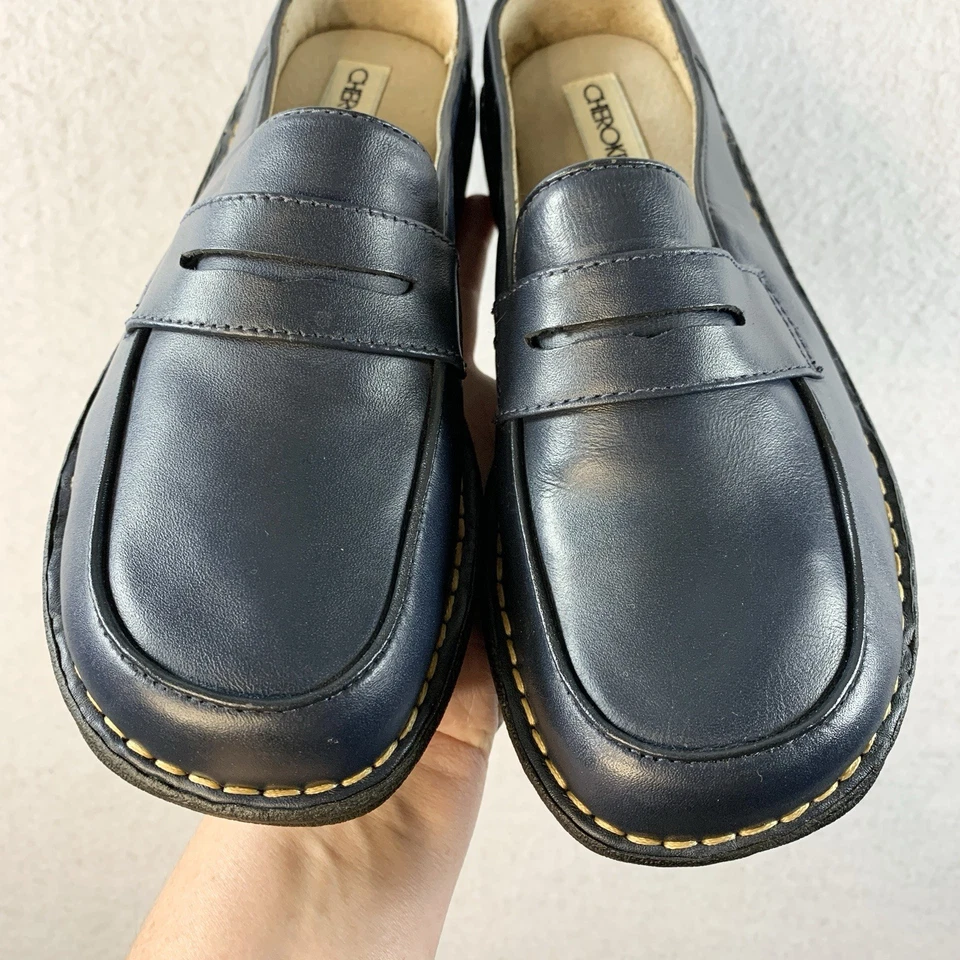 Mocasines de Colección Cherokee Para Mujer Y2K Cuero Penny Talla 7 Azul Academia Preppy Foto 2 de 4