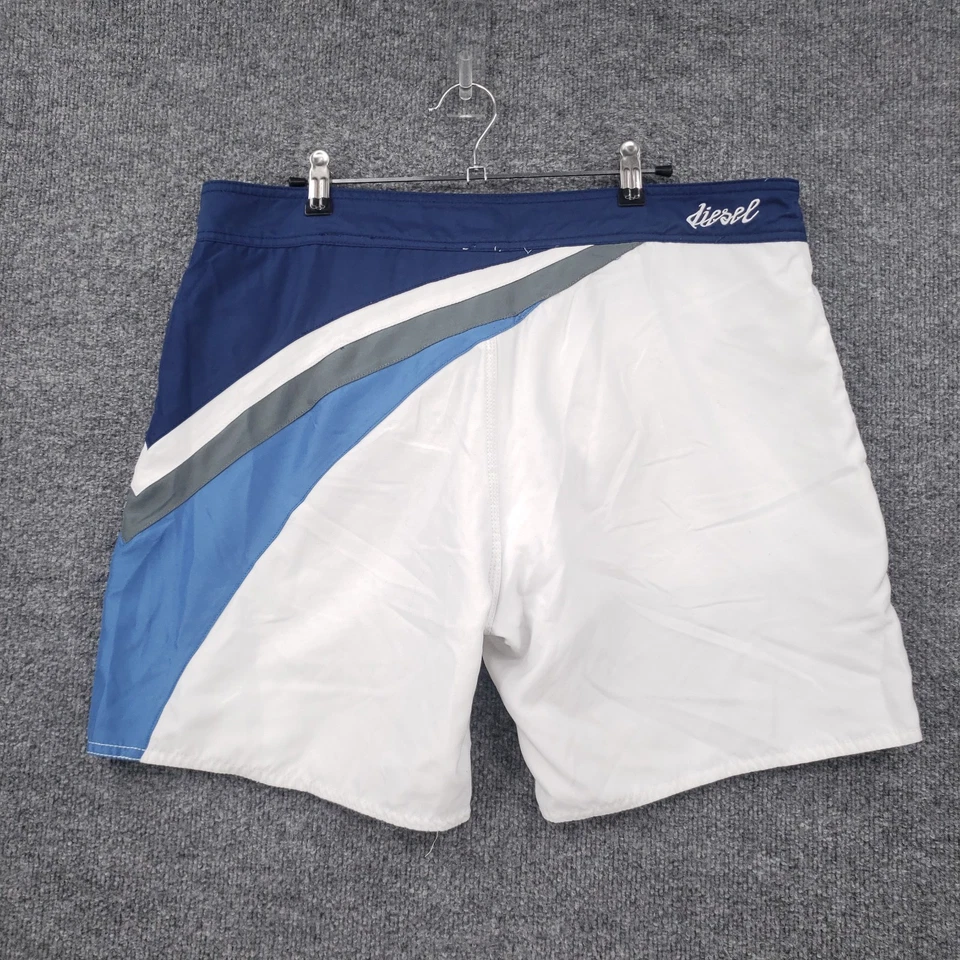 Diesel Board Shorts Hombres XL Extra Grande Azul Bañador Surf Malla Forrado Traje de Baño Y2K Foto 2 de 4