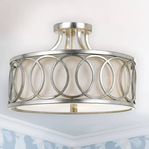 Crystorama Graham 15" Wide Antique Silver Ceiling Light - Picture 1 of 6