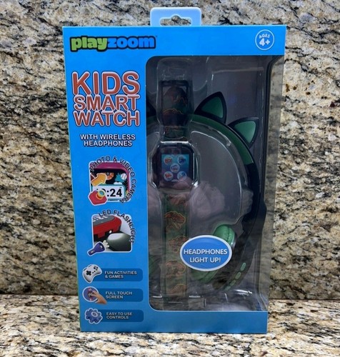 Playzoom Kids Smart Watch With Head Phones Green Dinosaur Theme - Photo 5 sur 5