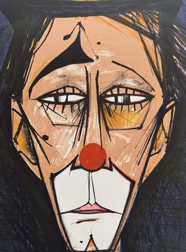 Bernard Buffet Hand Signed Vintage Print, Clown By V. Beffa 1975 Lithograph - Picture 2 of 4
