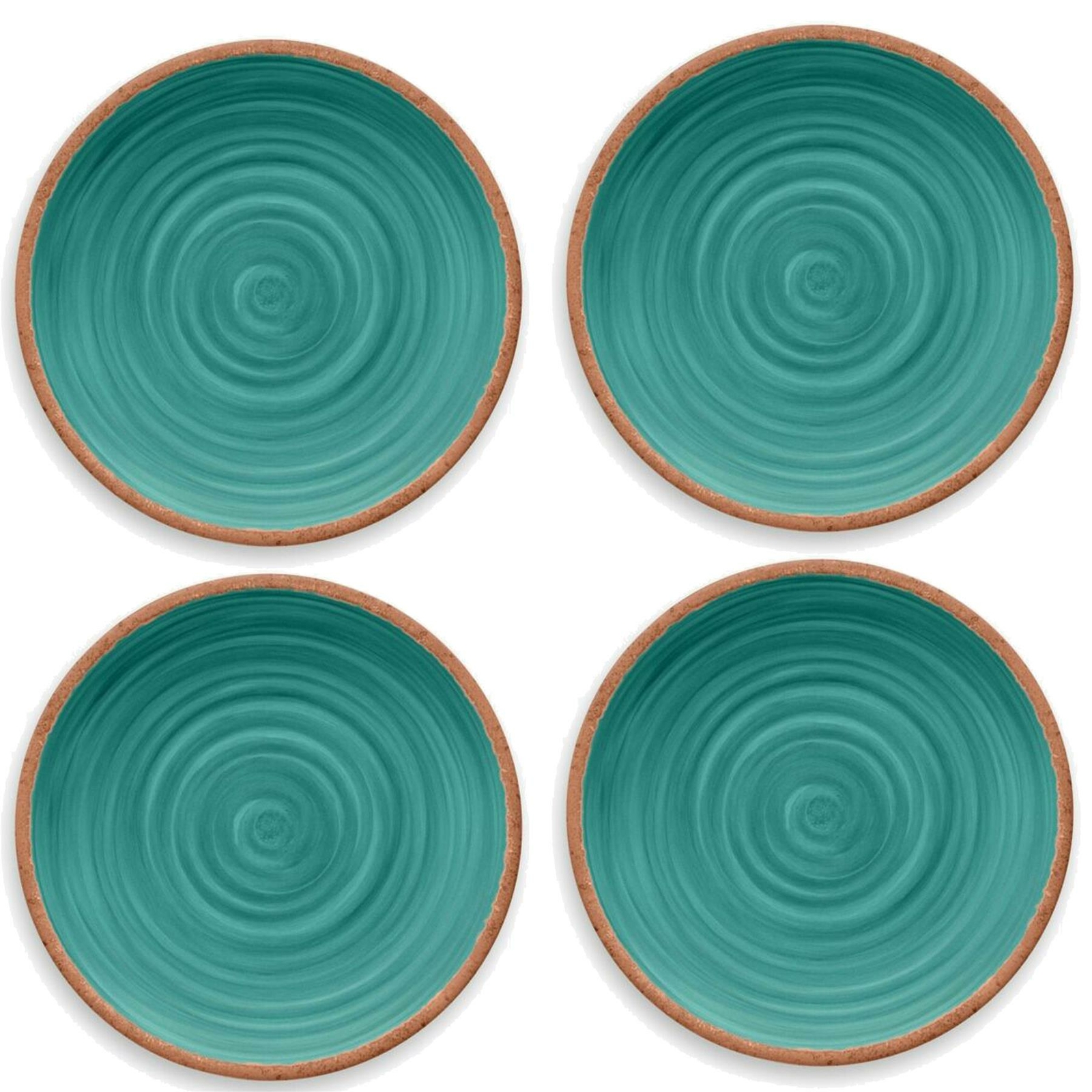 Turquoise Rustic Swirl Glaze Melamine Side/Salad Plates - Set of 4 Plates