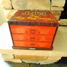 ATQ. 1920 RIT DYE ADVERTISING COUNTER TOP DISPLAY w/ DRAWERS and GREAT GRAPHICS
