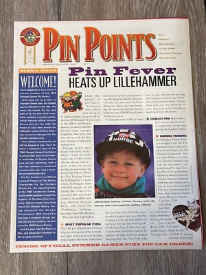 1994 Premiere Newsletter April 1994 Olympic Games Pin Society FEVER Coca Cola 5B